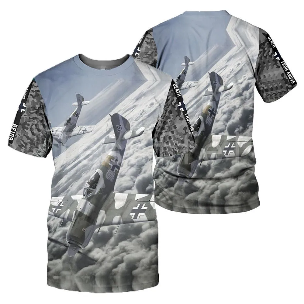 

Tessffel Spitfire Fighter Bf-109 3D Printed 2021 New Fashion Summer Harajuku T-shirt Unisex Top O-Neck Short Sleeve Style-S27