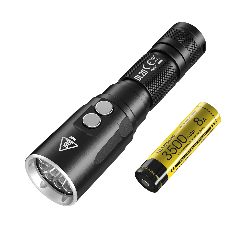 NITECORE DL20 подводный фонарик CREE XP-L HI V3 max 1000lm бросок 223 м 100 м Водонепроницаемый погружной Дайвинг свет с батареей - Испускаемый цвет: DL20 NL1835HP