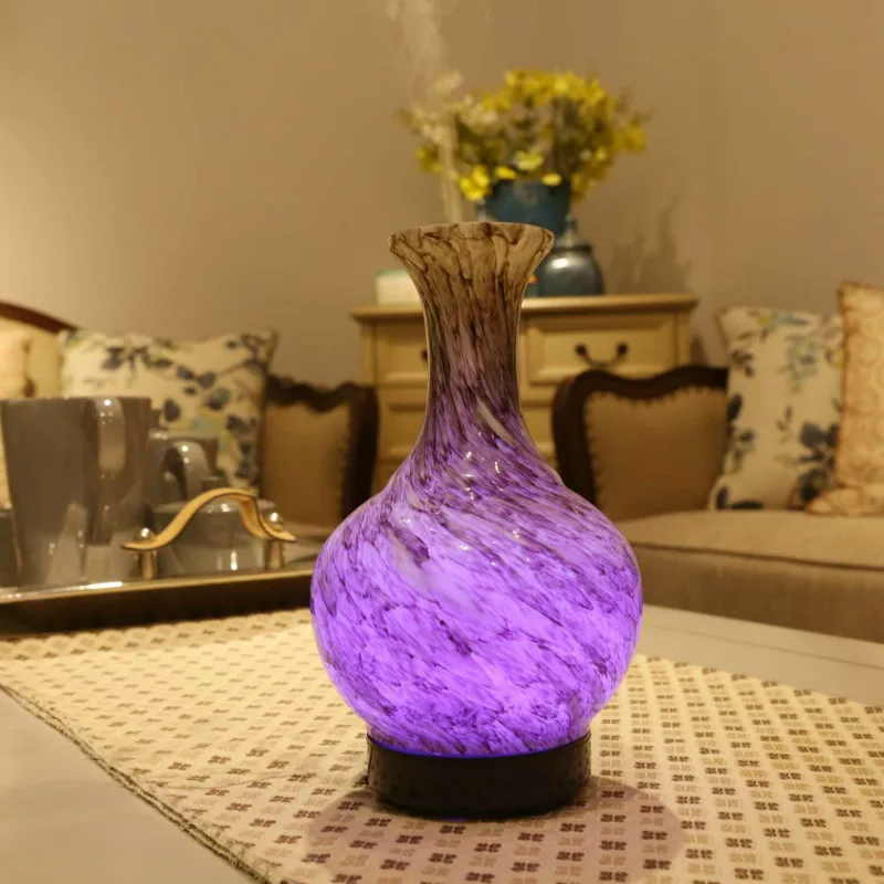 Essential Oil Diffuser Handmade Art Glass Vase Ultrasonic Aroma Diffuser Cool Mist Aromatherapy Humidifier