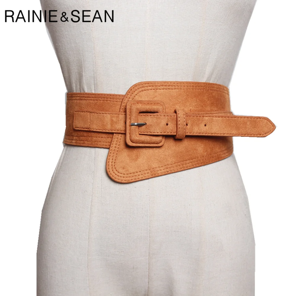 RAINIE SEAN Yellow Wide Belt Women Cummerbunds Ladies Designer Belt for Dress Vintage 2024 New Arrival Female Waist Belt Corset