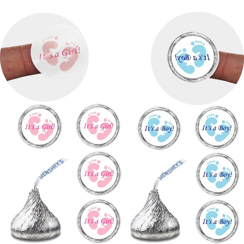 

100pcs Round Sticker Labels Gender Reveal Stickers Newborn Baby Shower Party Candy Box Gift It's a boy/It's a girl sticker