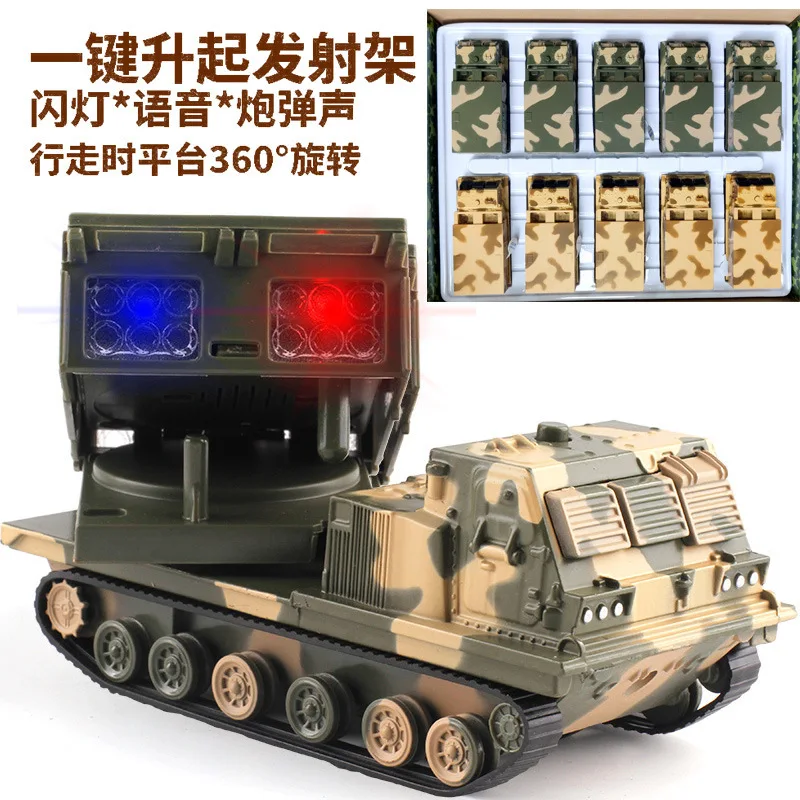 

Cai li xin Crawler Rocket Laucher Tank Warrior Sound And Light Toy Alloy Car Military Model Missile Launchers