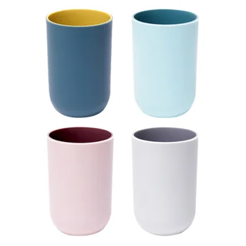 

4pcs Plastic Tooth Brushing Cups Double Color Cups Simple Tooth Brushing Cups