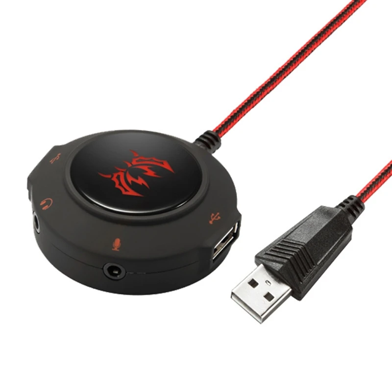 USB 2 0 Hub Sound Card External Adapter with Headphone Microphone Jack for Computer Laptop Mobile Phone