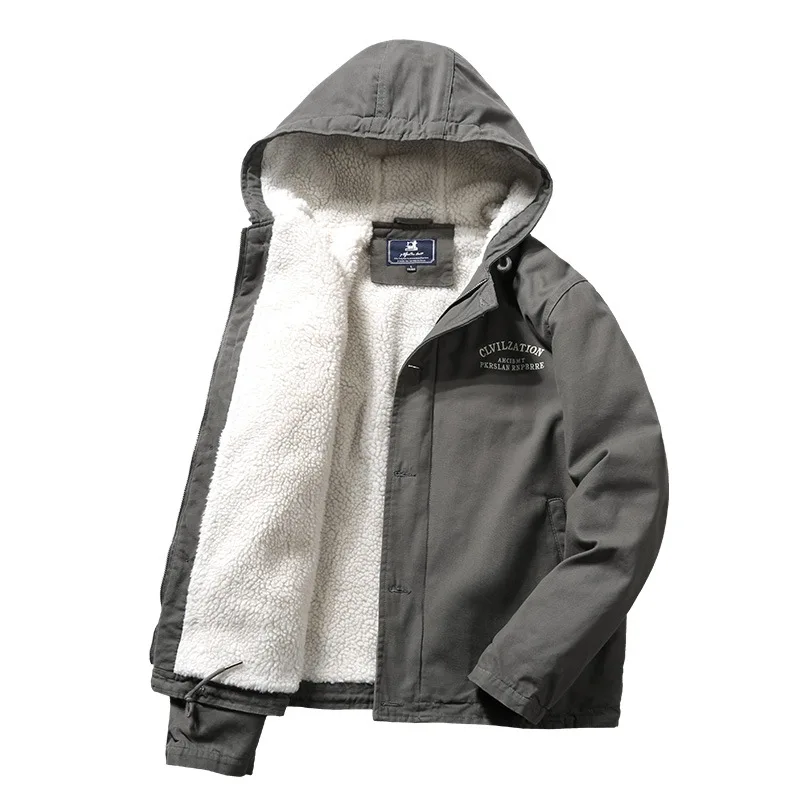 Fall/winter Padded Jacket Tooling Cotton-padded Jacket Men's Corduroy Lapel Pure Cotton Padded Jacket Casual Hooded Men Jacket