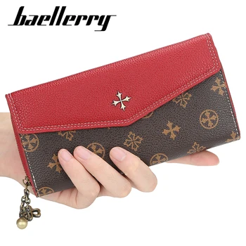 

Baellerry Fashion Women Wallet Leather Long Wallets and Purses Housekeeper Red Multiple Card Slots Women's Wallet