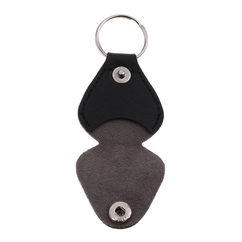 Гитарный держатель Чехол из искусственной кожи Plectrum Брелок чехол сумка для гитары подарок для влюбленных - Цвет: Черный