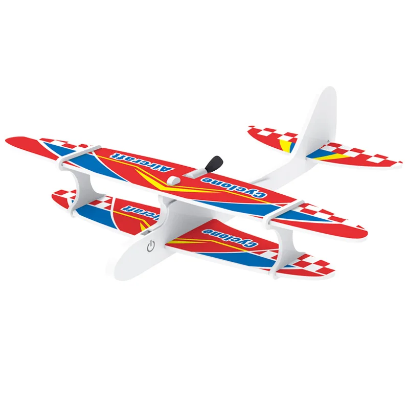 Детская игрушка ручной пенный самолет Электрический планер самолет медленный биплан зарядка Поворотная модель самолет