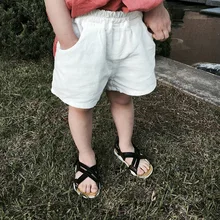 Новинка года; Стильная летняя одежда для детей; однотонные хлопковые шорты для маленьких мальчиков; популярные брюки для малышей; детская одежда