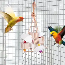 

80%HOTBird Chewing Toy Teeth Molar Relieve Boredom Wooden Parrot Training Block Chewing Toy Pet Supplies