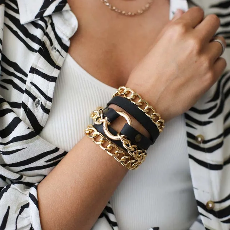 Leather Black Bracelet Fashion | Black Leather Bracelet