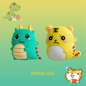 

Hot Sale Cute 3D Little Dinosaur Tiger Bluetooth Earphone Protective Cover Case Accessories For Apple Airpods Charging Box