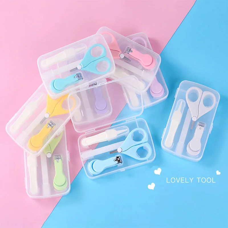 Newborn Baby Four Piece Safety Manicure Cutter Nail Trimmer Scissors Home Travel Use Children Grooming Healthcare Kits Set | Мать и