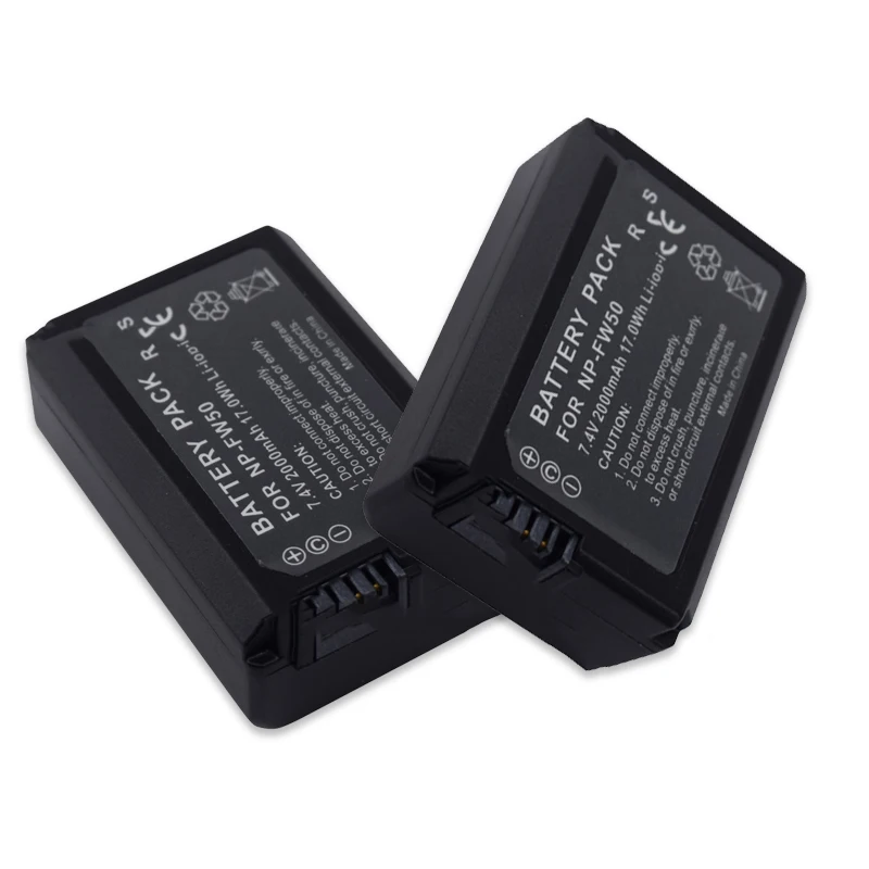 2pcs 7,4 V 2000 мА/ч, NP-FW50 NP FW50 Батарея AKKU для sony NEX-7 NEX-5N NEX-5R NEX-F3 NEX-3D Alpha a5000 a6000 DSC-RX10 Alpha 7 a7II - Цвет: 2pcs