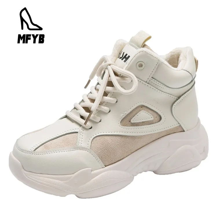 

MFYB Women's vulcanized shoes in the autumn of 2019 new casual high-top shoes round head front tie students thick sole shoes
