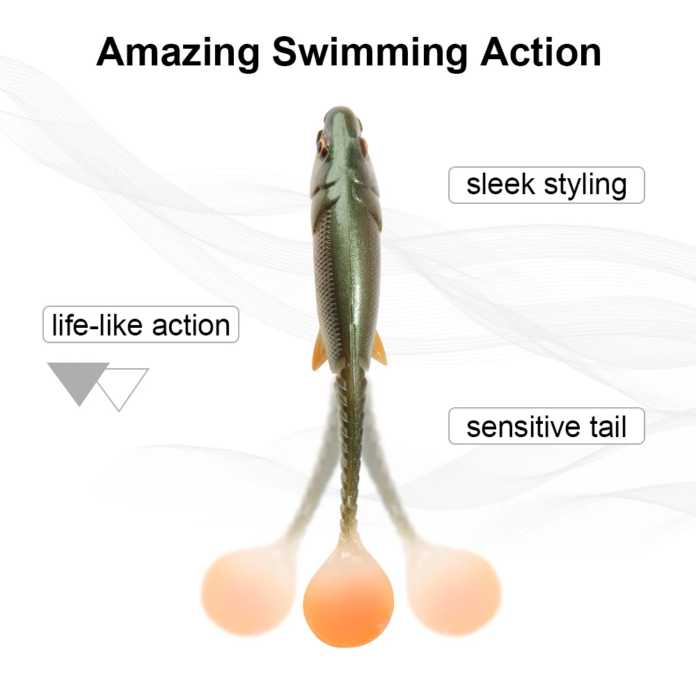 Spinpoler Predator Bait Fishing Lure 65mm/85mm/105mm/120mm Dark & Clear  Water Paddle Tail Swimbait Fake Fish For Bass Pike Pesca