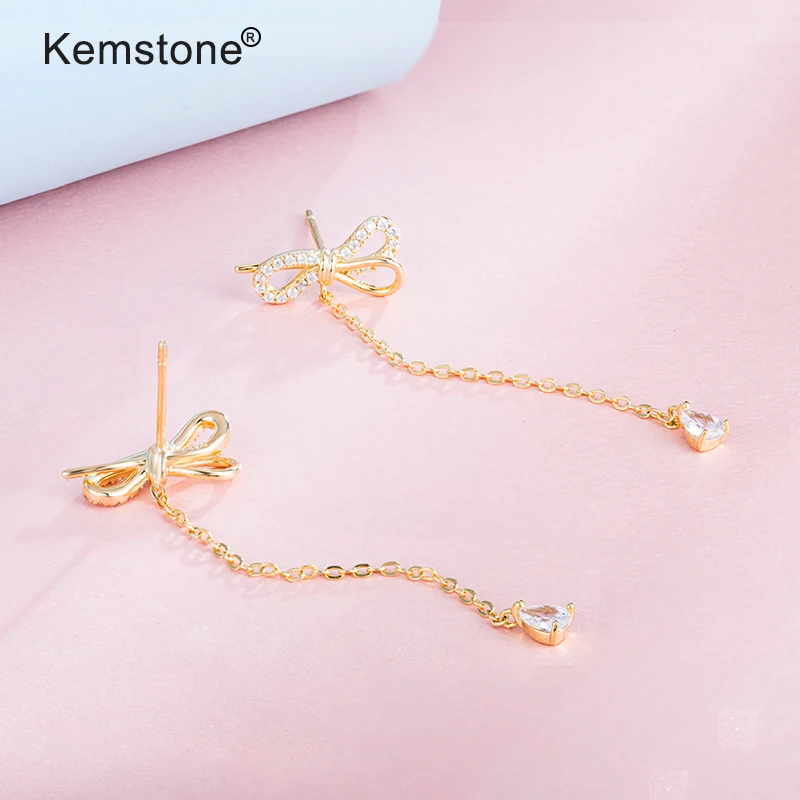 Женские длинные висячие серьги Kemstone позолоченные/посеребренные подвески с