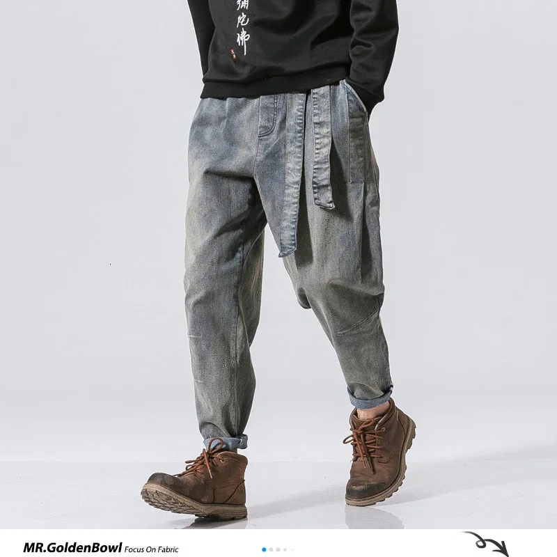 MrGoldenBowl Store Men Denim Jeans Men Harem Jeans Pants Male Drawstring Belt Vintage Trousers MrGoldenBowl Store Men Denim Jeans Men Harem Jeans Pants Male Drawstring Belt Vintage Trousers