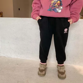 

2020 winter new children's wear one piece hair on behalf of girls' casual Plush pants baby's versatile kindergarten trouser 2-3