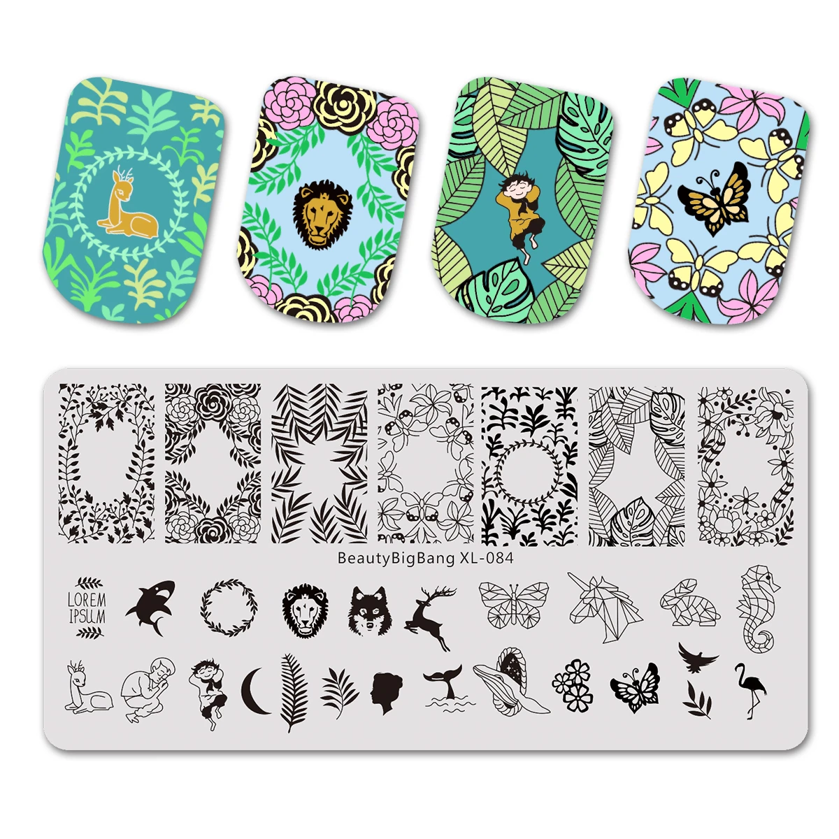 BEAUTYBIGBANG 6*12 см штамповки ногтей пластины шаблон для ногтей Цветочный рисунок животных штампы для ногтей художественный штамп шаблон изображения - Цвет: 84
