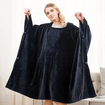 

Extra Soft Blanket,Hooded Changing Robe blankets,Wearable Blanket that has sleeves ,Coral fleece Solid Color Or Stripe Blankets