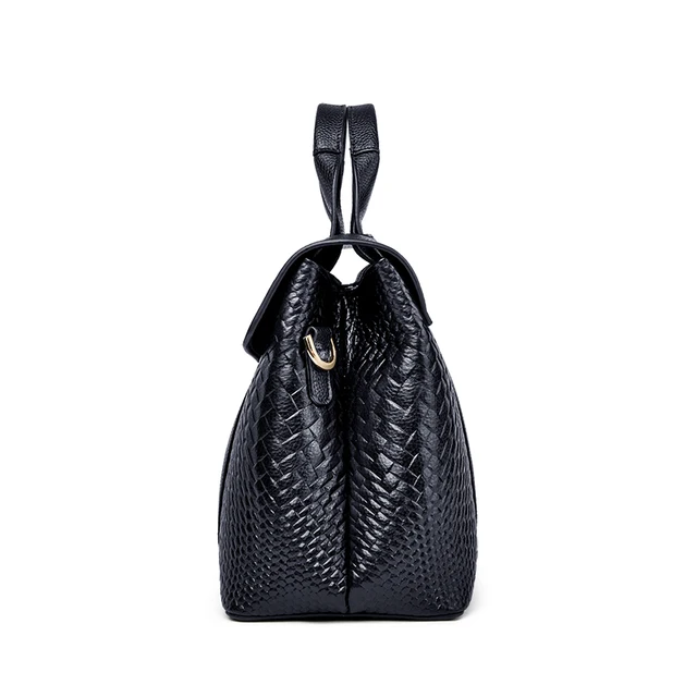 ZOOLER Handmade Woven Women Bag Designed Soft Genuine Leather Bags Women Leather Handbags Black Luxury Shoulder Bag Ladies Y128