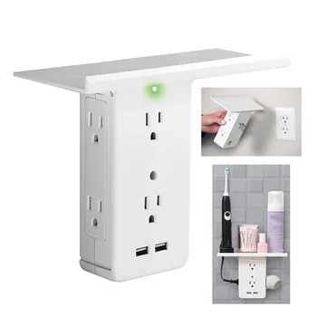 

Switch Socket Rack Socket Shelf 8- US Standard Multi-function Bathroom AC Power Outlet Shelf With USB Storage Holder