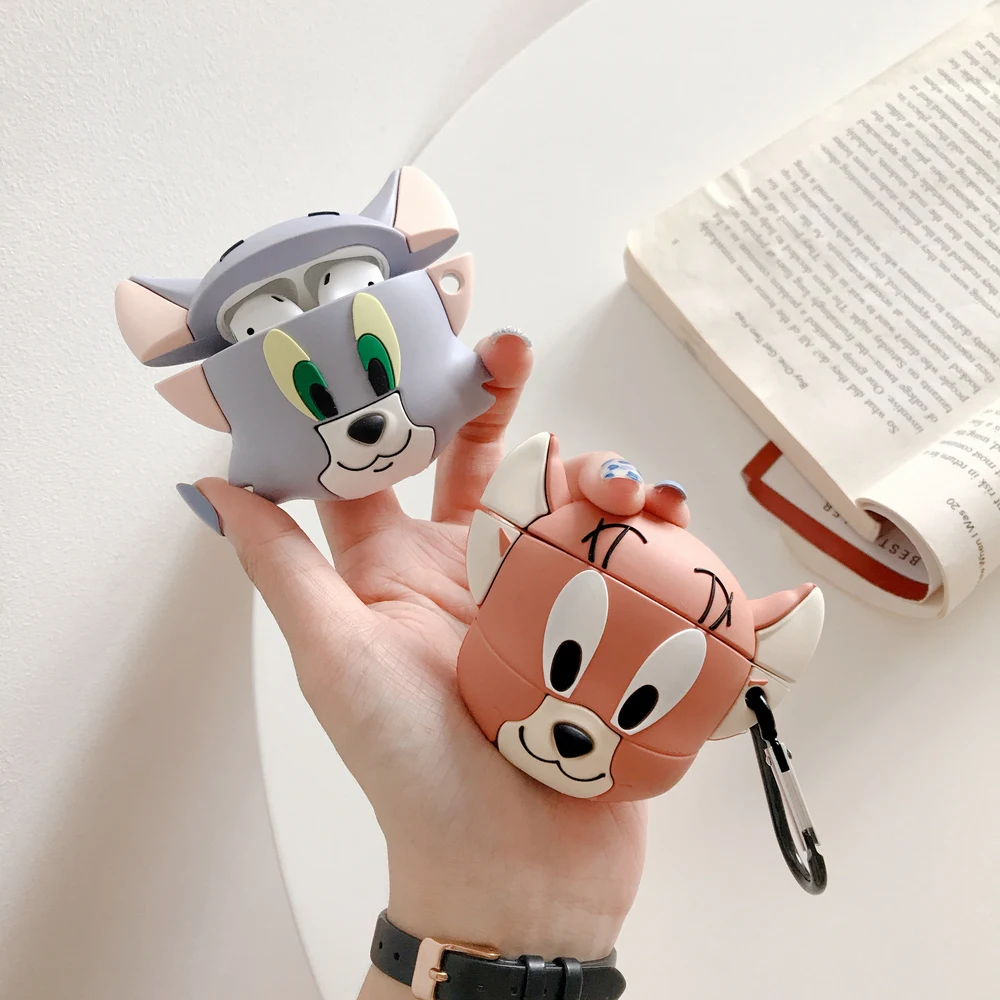 Силиконовый чехол для наушников с 3D милой мышкой и кошкой, чехол для наушников s для AirPods 1 2, bluetooth-гарнитура, зарядная коробка, чехол с крючком