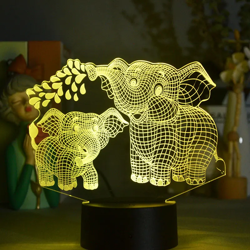 

3D Night Light Cute Elephant Children's Bedroom Decoration Lamps For Holidays Bedside Table Lamp Bedroom Decoration Atmosphere