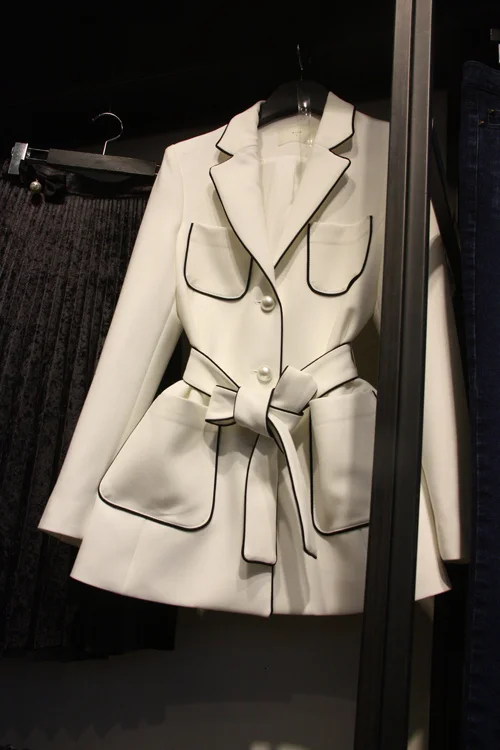 SHENGPALAE New Spring Korea Style Full Sleeve Turn-down Collar Single Breasted Pockets With Sashes Women Slim Coat FR140