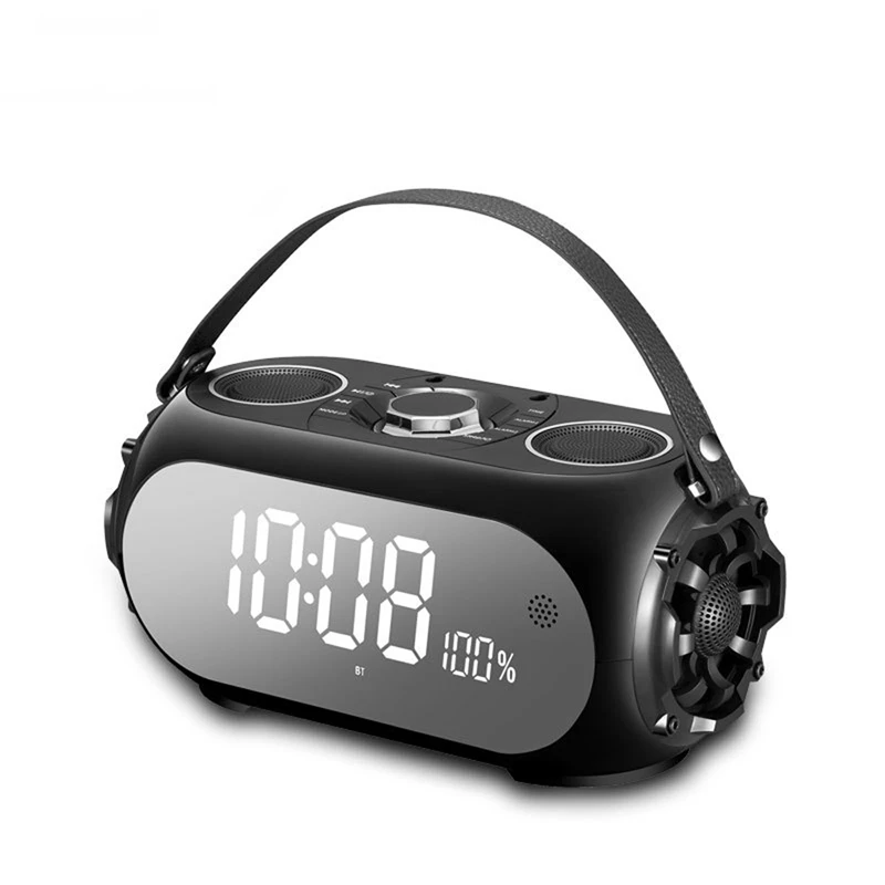 Q60 3 рога двухдиафрагменная беспроводной bluetooth динамик 3,5 мм динамики с USB FM передатчик бас будильник с динамиком с микрофоном - Цвет: Black Silver