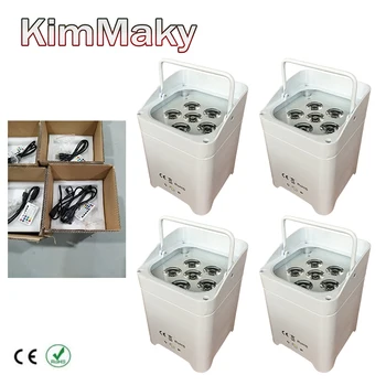 

4 lights free shipping DJ par can 4x18w 6color IR control battery powered wireless dmx uplighting Wireless Cube led par can