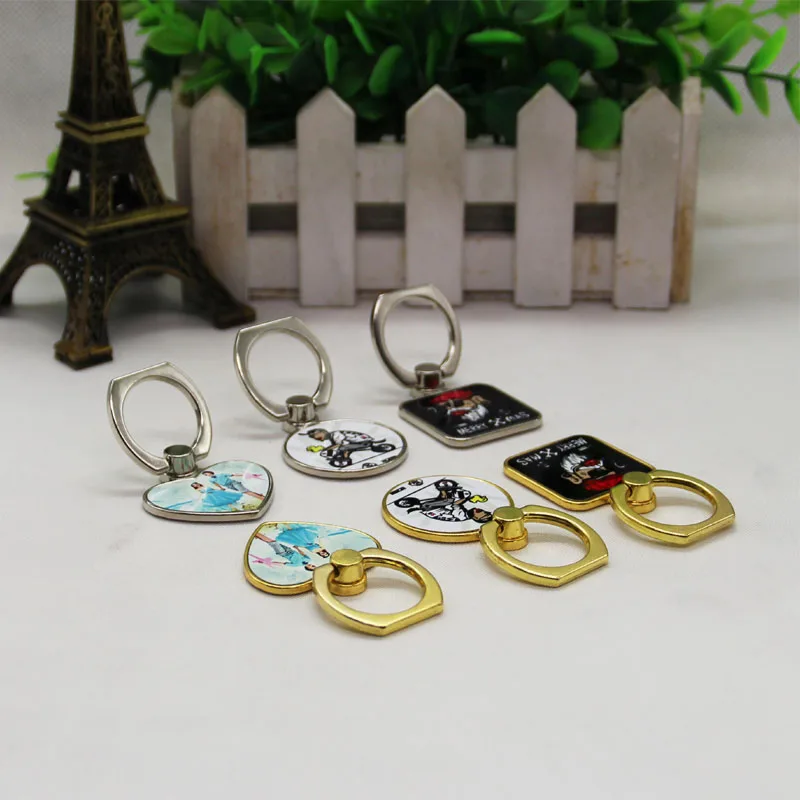 12pcs Metal Finger Ring Mobile Phone Smartphone Stand Holder for Sublimation INk Transfer Print 10pairs lot metal key ring mdf sublimation blank keychain for heat transfer blank consumable materials both sides print