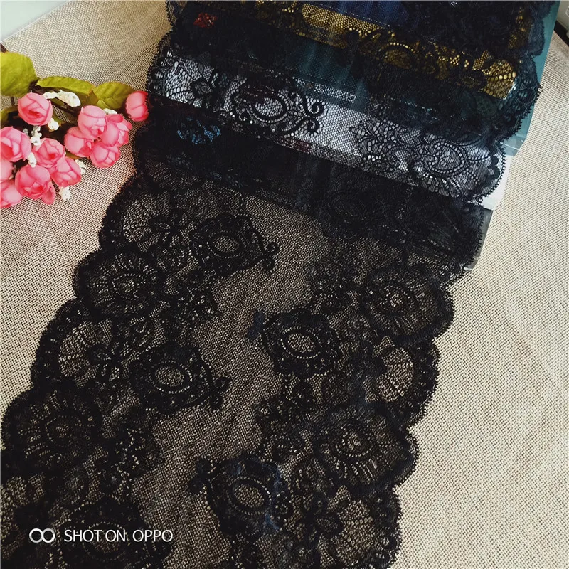 F-1 E1780 23CM Nylon Spandex Stretch Jacquard Lace Trimmings Lace Fabric Ribbon Wedding Decoration lace ribbon,lace fabric,lace sewing accessories,lace sewing supplies,lace accessories,lace garment accessories,lace decoration,tassel trim lace