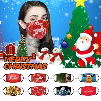 

Adult Face Mask Adult Christmas Face Fabric Facial Mask 3d Printing Double Layer Mouth Cover Washable Reusable Black Mask#YL5