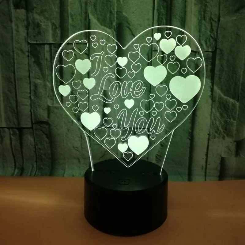 

3D LED Bulb Desk Lamp Colorful Holiday USB Decorations for Home Bar Love Heart Lamp