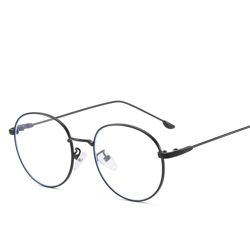 Longkeperer металлические анти-голубые легкие очки для мужчин и женщин модные брендовые круглые очки для компьютера оптическая оправа для очков - Цвет оправы: Black