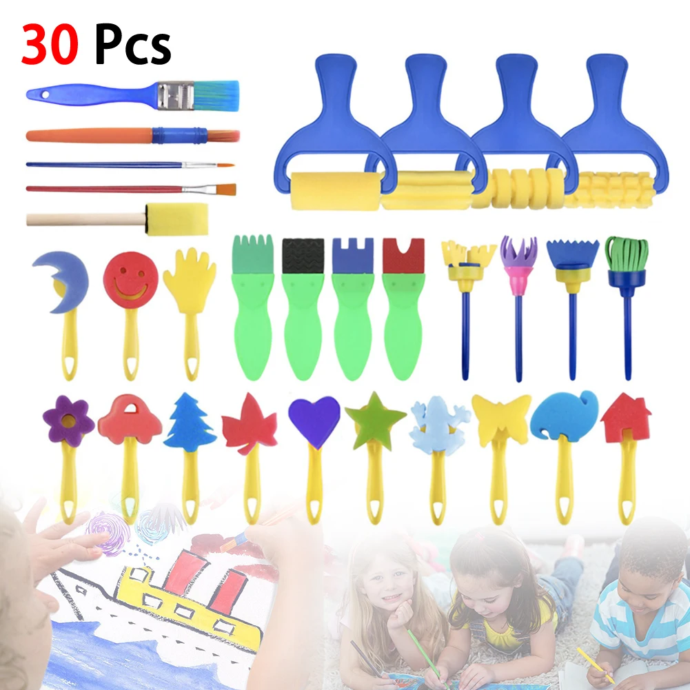 

30PC Children Toys Washable Finger Paint Brush Set Art Craft Supplies Suitable for 3-6 Years Old Children Preschool Fun Gifts