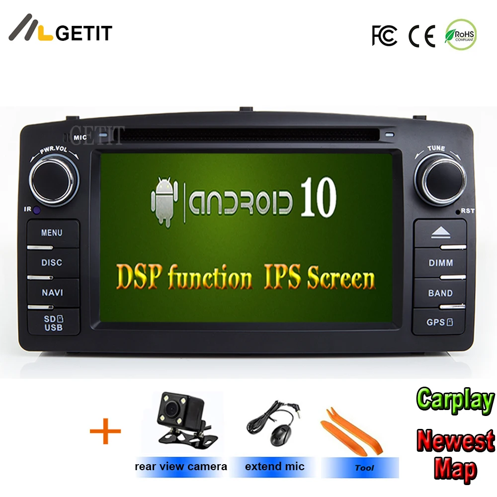 Android 10 автомобильный DVD плеер Радио для Toyota Corolla E120 BYD F3 с wifi BT стерео