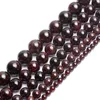 Wholesale Natural Stone Beads Dark Red Garnet Round Loose Beads For Jewelry Making DIY Bracelet 15