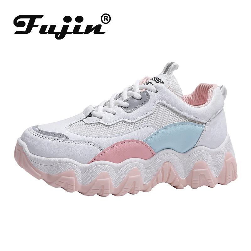 

Fujin Spring 2020 Women Sneakers Mesh Lace Up Dropshipping Female Ins Round Headed Student Street Patting Fashion Causal Sneaker