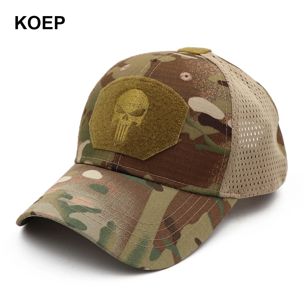 KOEP Mesh Punisher Baseball Cap Fishing Caps Men Outdoor Camouflage Jungle Hat Hiking Casquette Hats