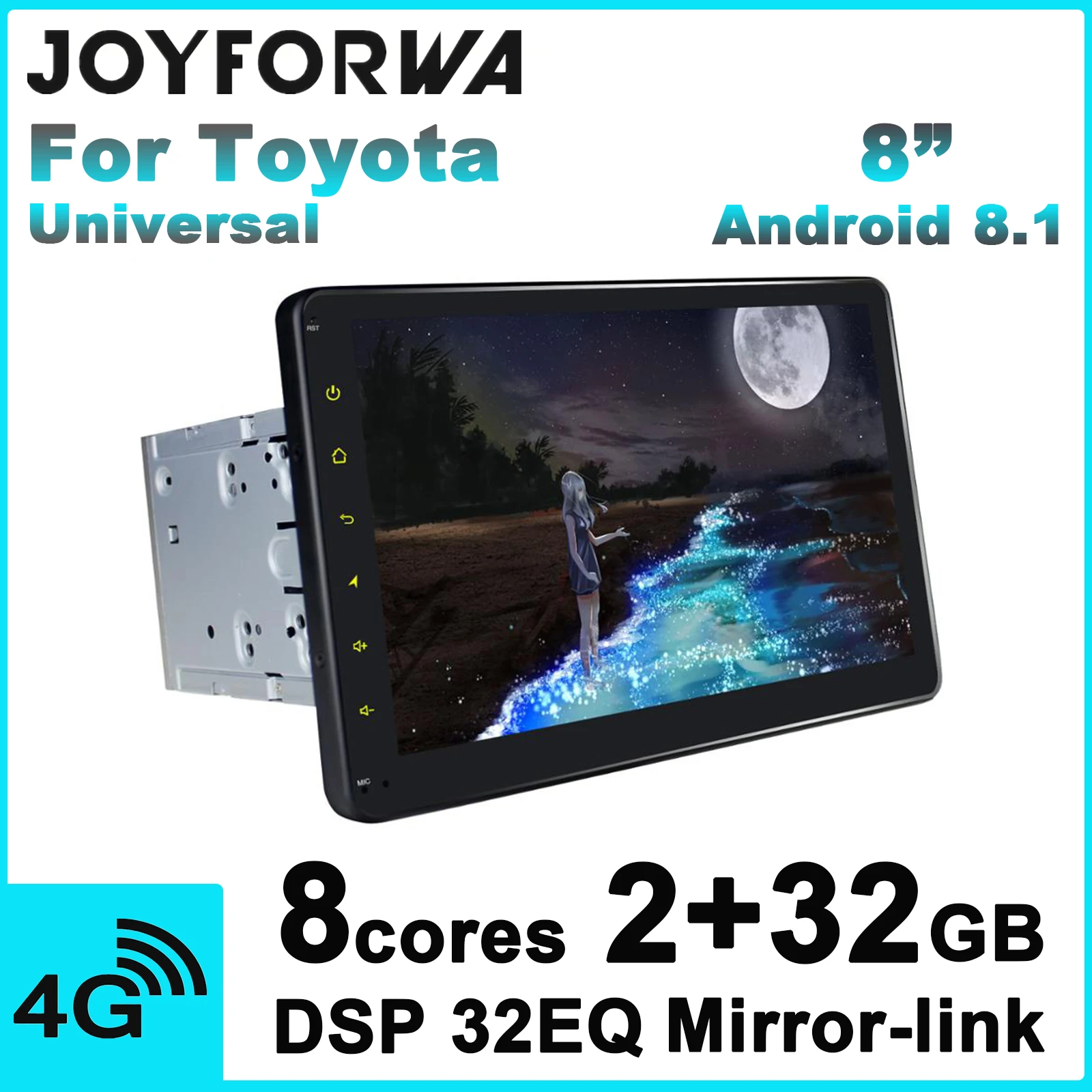 DSP SPDIF 8" 2Din Android 8.1 Car Multimedia Radio for Toyota Stereo GPS Mirror Link Subwoofer DVR DAB OBD WiFi 4G SIM Bluetooth |