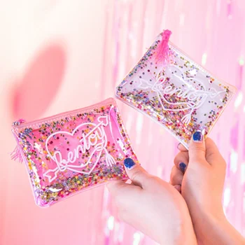 

1PCS Mini Sequins Coin Purse Shiny Bling Purses Women Girls Zipper PVC Wallet Colorful Lovely Cute Hand Wallets Fashion Sweet