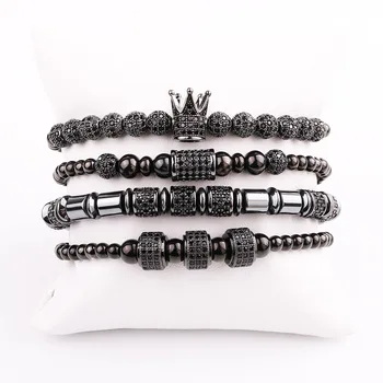 JARAVVI High Quality New Men Bracelet Luxury CZ Pave Charm Stainless Steel Beads Macrame Friendship Bracelet Men Jewelry Gift