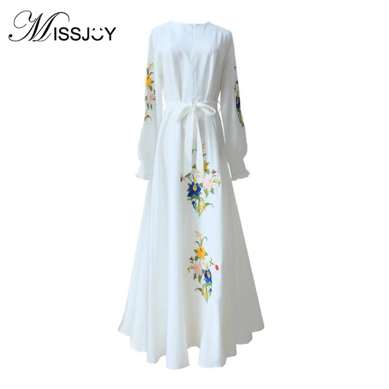 Платье MISSJOY Abaya женское с круглым вырезом повседневная элегантная мусульманская