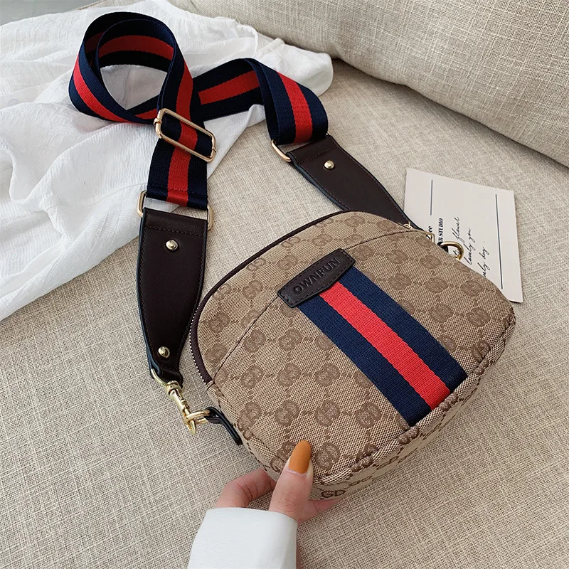 

Autumn And Winter Small Bag Women's 2019 New Style Vintage Sense Versatile Women's Shoulder Casual Small round Bag Wide-Strap Sh