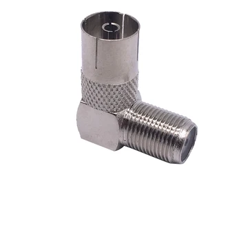 

Metal Elbow Plug Adapter Right Angle Curved Easy Use Parts TV Aerial Connector Set-top Box Female To Female Wall Mounted Socket