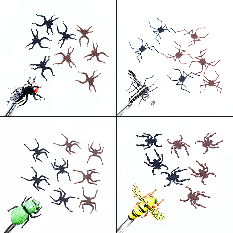 Artificial terrestrial insect legs 20pcs pack housefly ladybug mosquitos adult fly tying legs realistic rubber