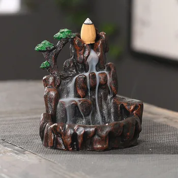 

Censer Aroma Smoke Backflow Home Teahouse Decor Pine Waterfall Incense Burner +20pcs Cones Stick Holder Free shipping